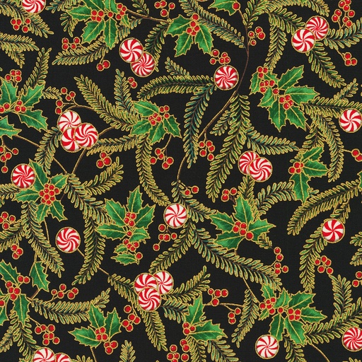 [SRKM-22948-2 BLACK] Holiday Flourish Peppermint Twist Black