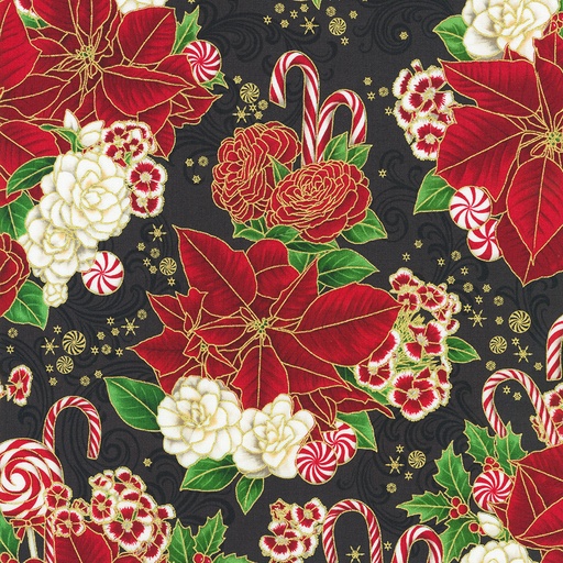 [SRKM-22945-2 BLACK] Holiday Flourish Peppermint Twist Black