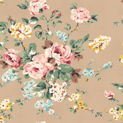 [C17290-TAN] Rose & Violet's Bouquet Main Tan