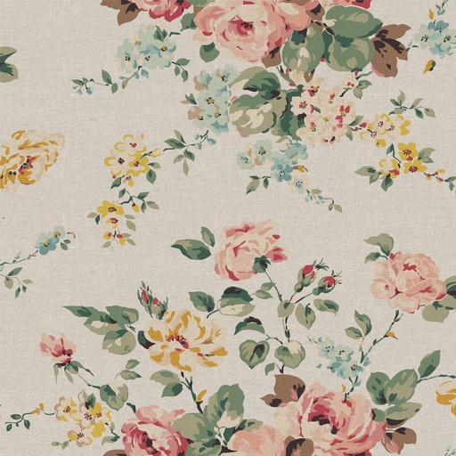 [LN17297-NATURAL] Rose & Violet's Bouquet 58/60" Linen