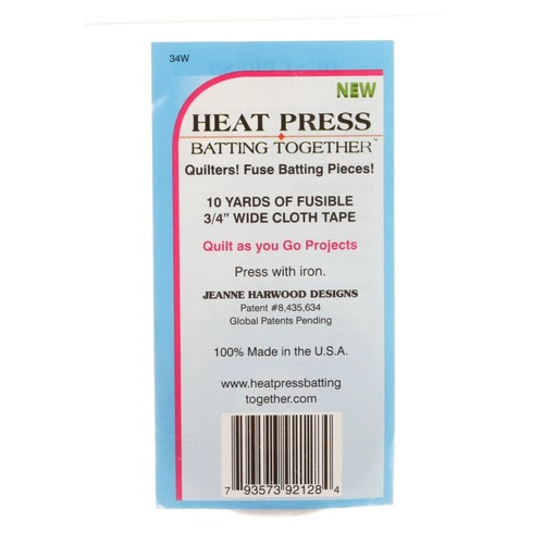 [HP34] Heat Press Batting Together 3/4" x 10yds