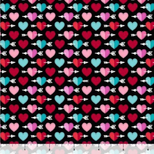 [2600 30026 J] Sweet Valentine Cupid Hearts Black