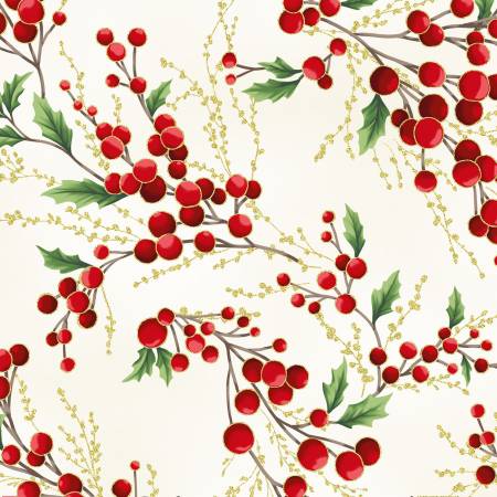 [Y7821-20G-NATURAL-GOLD] Christmas Wish Metallic Berries Natural/Gold