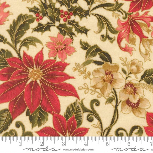 [33860 11M] Merry Manor Metallic Large Poinsettia Cream