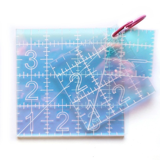 [FN-RULMINIRI] Iridescent Mini Square Ruler Set