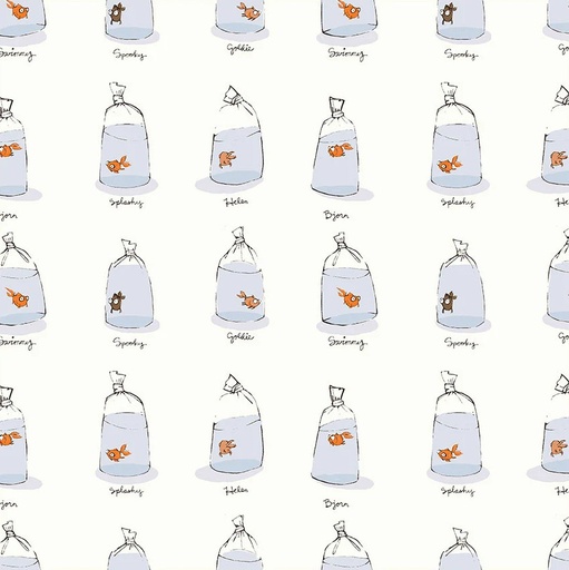 [55212D-2] Heather Ross Goldfish In Bags White