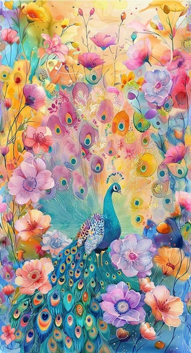 [PANEL-CD3960] Peacock Floral 24" Panel