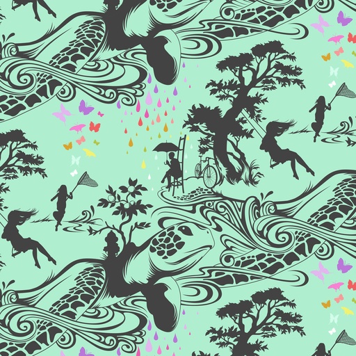 [PWTP276.SWEETMINT] Tula Pink Prince Charming Déjà Vu Turtle Bay Sweetmint