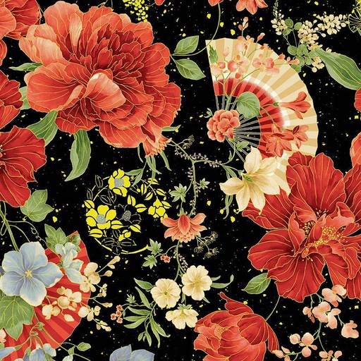 [CM4371 JET] Imperial Bloom Floral Metallic