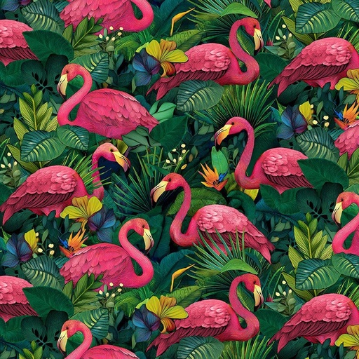 [NATURE-CD4557 MULTI] Flamingos on Tropical Leaves