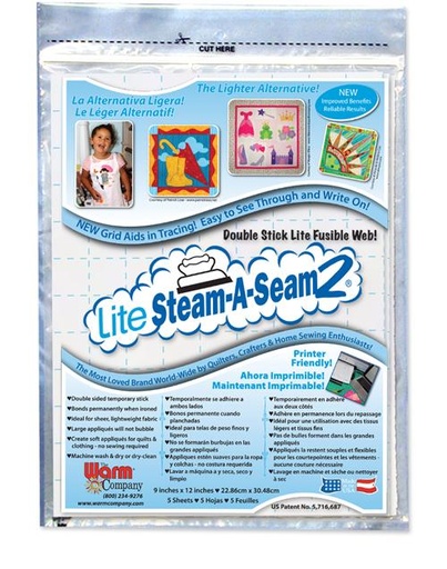 [2482] Lite Steam-A-Seam 2, 9" x 12" 5/pkg