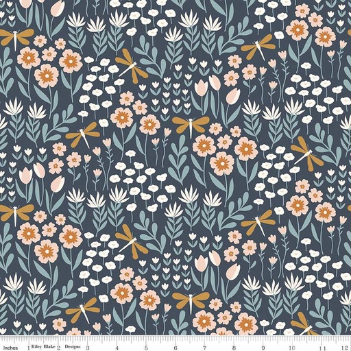 [C13741-NAVY] Little Swan Lakeside Floral