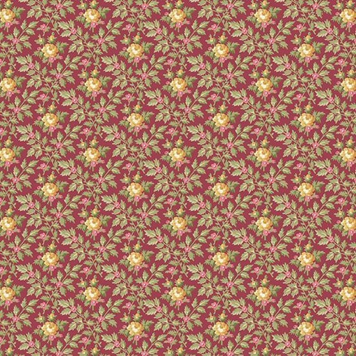 [A-737-R] French Mill Red Wallpaper Roses