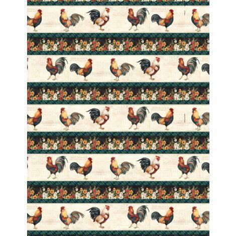 [3023 39811 149] Garden Gate Roosters Stripe