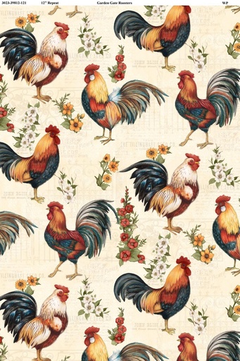 [3023 39812 121] Garden Gate Roosters Cream