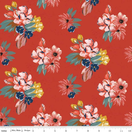 [C14041-RED] Wild Rose Floral Red