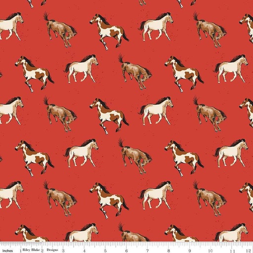 [C14042-RED] Wild Rose Horses Red