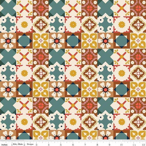 [C14044-MULTI] Wild Rose Tiles Multi