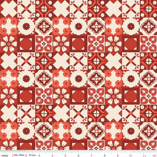 [C14044-RED] Wild Rose Tiles Red