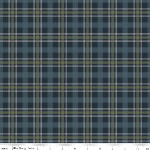 [C14102-NAVY] Cretaceous Jungle Plaid Navy